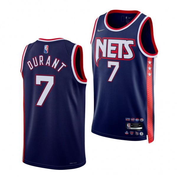 Brooklyn Nets Kevin Durant #7 Blue City Edition Jersey 75th Anniversary