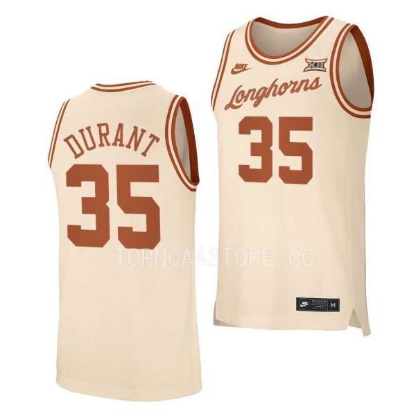Kevin Durant Texas Longhorns #35 Cream Retro Basketball Jersey Alumni