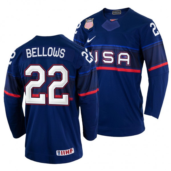 USA Hockey Kieffer Bellows #22 Navy Away Jersey 20...