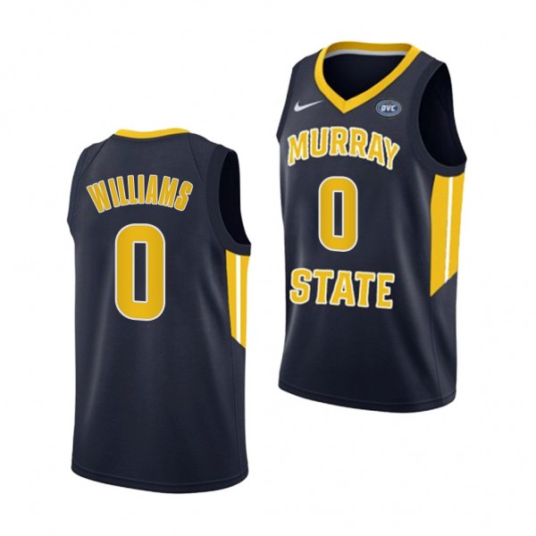 Murray State Racers KJ Williams College Basketball #0 Navy uniform 2022 OVC Champs Jersey