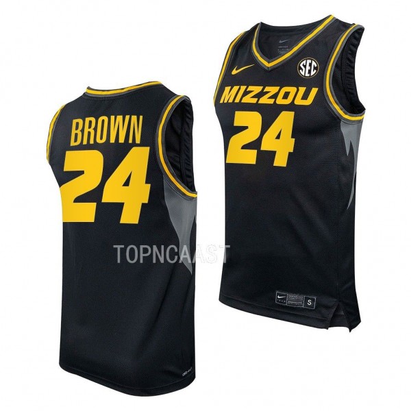 Missouri Tigers Kobe Brown Black #24 Jersey 2022-2...