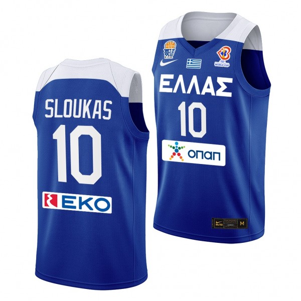 FIBA Basketball World Cup 2022 Greece Kostas Sloukas European Qualifiers Blue #10 Jersey