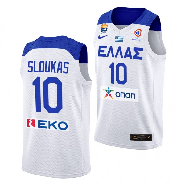 Greece Kostas Sloukas FIBA Basketball World Cup 2022 White #10 Jersey Home