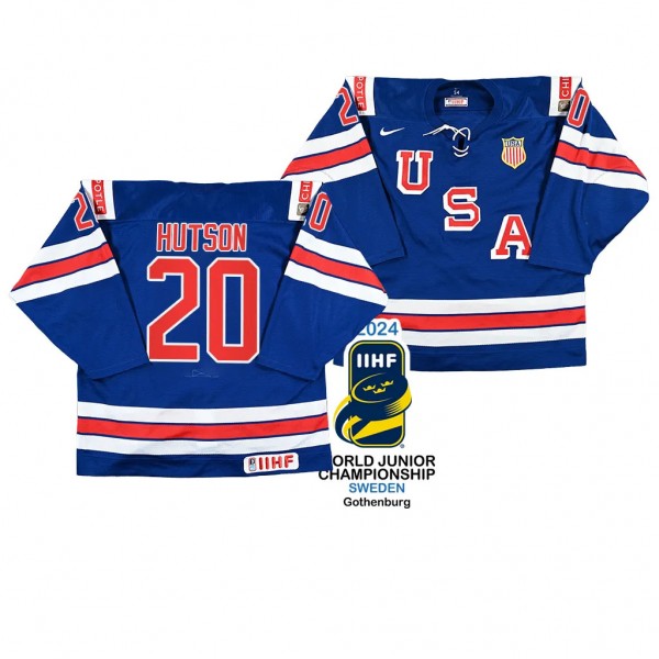 Lane Hutson #20 USA Hockey 2024 IIHF World Junior ...