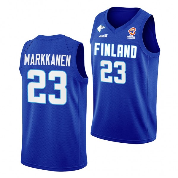 Lauri Markkanen Finland 2022 FIBA Basketball World Cup Blue #23 Jersey Away