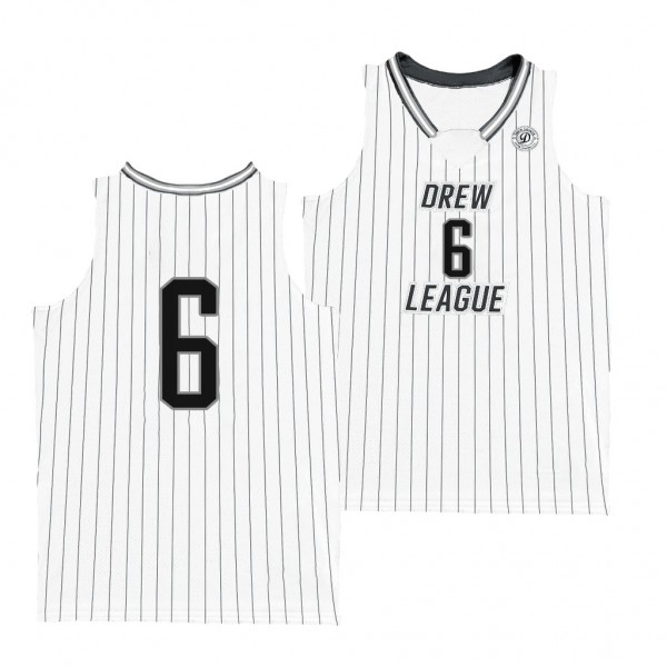 LeBron James Basketball Drew League #6 White Jerse...