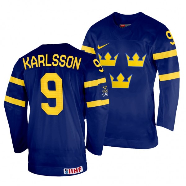 Linus Karlsson Sweden Hockey 2022 IIHF World Championship Navy Away Jersey #9