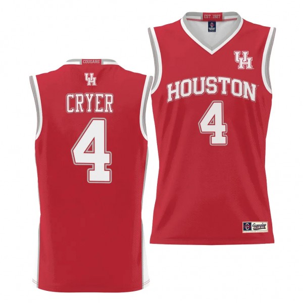 LJ Cryer Houston Cougars #4 Red NIL Basketball Jer...