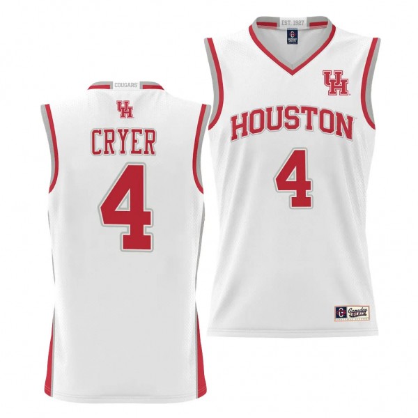 LJ Cryer Houston Cougars #4 White NIL Basketball J...