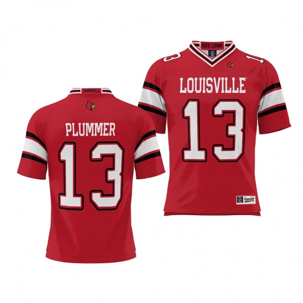 Jack Plummer Louisville Cardinals NIL Player #13 Jersey Men's Red Football Uniform