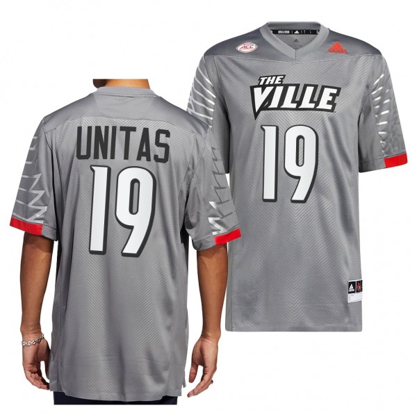 Johnny Unitas Louisville Cardinals Iron Wings Premier Strategy Jersey Men's Charcoal #19 Alternate Football Uniform