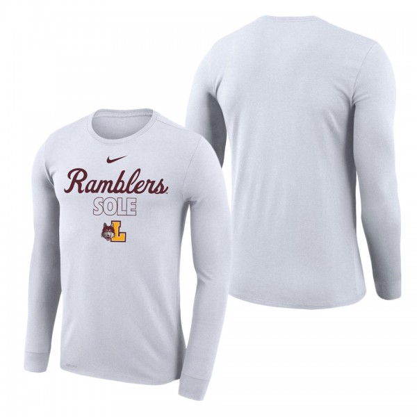 Loyola Chicago Ramblers On Court Bench Long Sleeve T-Shirt White