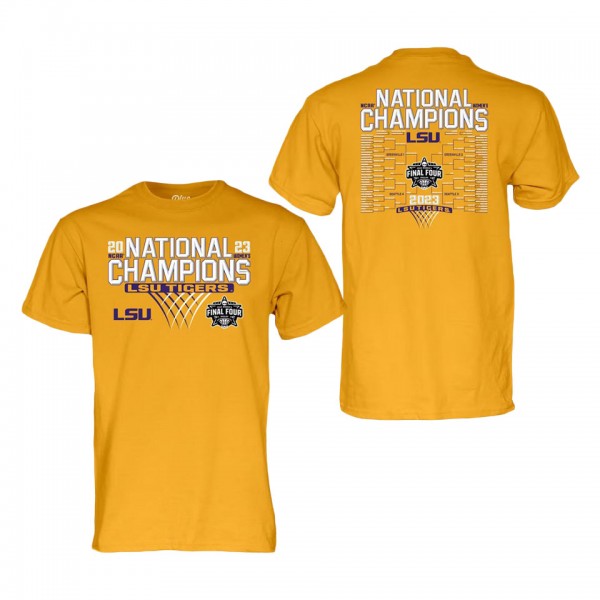 LSU Tigers 2023 NCAA Women's Basketball National Champions Bracket T-Shirt Gold
