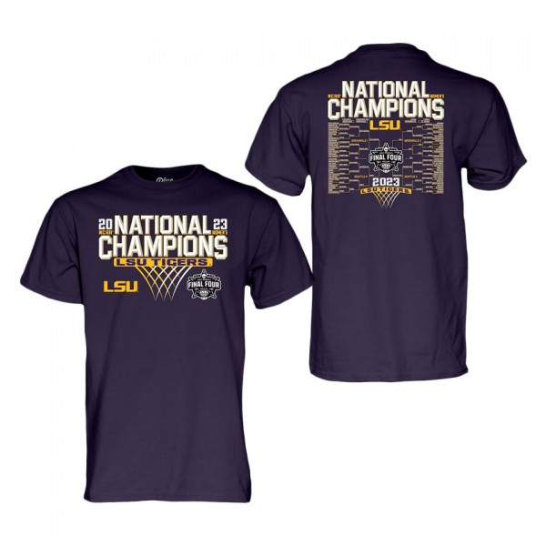 LSU Tigers 2023 NCAA Women's Basketball National Champions Bracket T-Shirt Purple