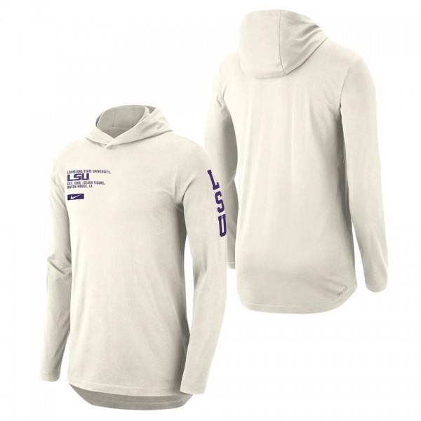 LSU Tigers Campus Stack Tri-Blend Performance Long Sleeve Hoodie T-Shirt Natural