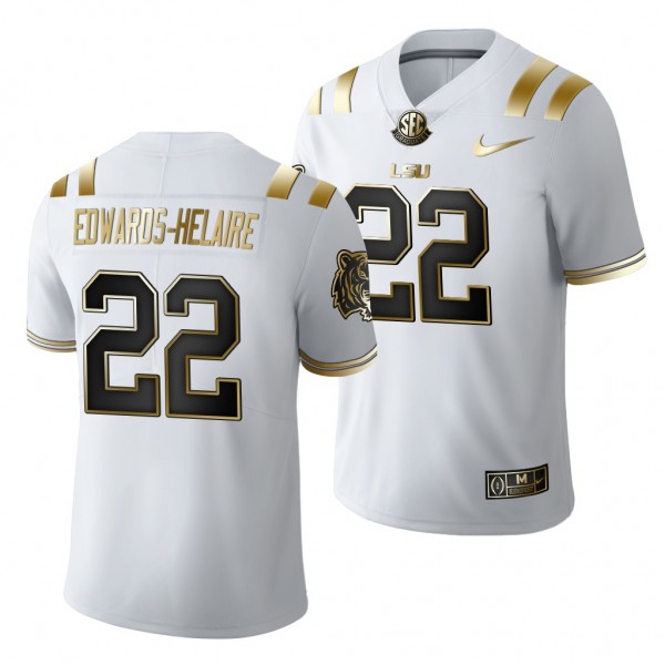 LSU Tigers Clyde Edwards-Helaire #22 White Golden ...