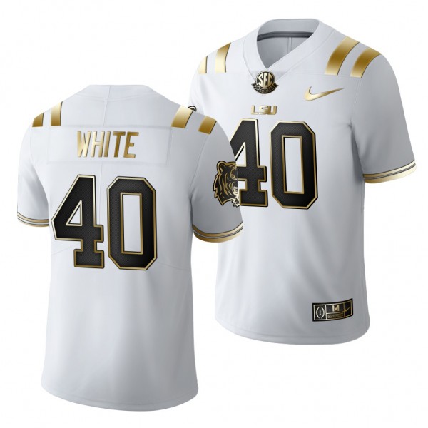 LSU Tigers Devin White #40 White Golden Edition Je...