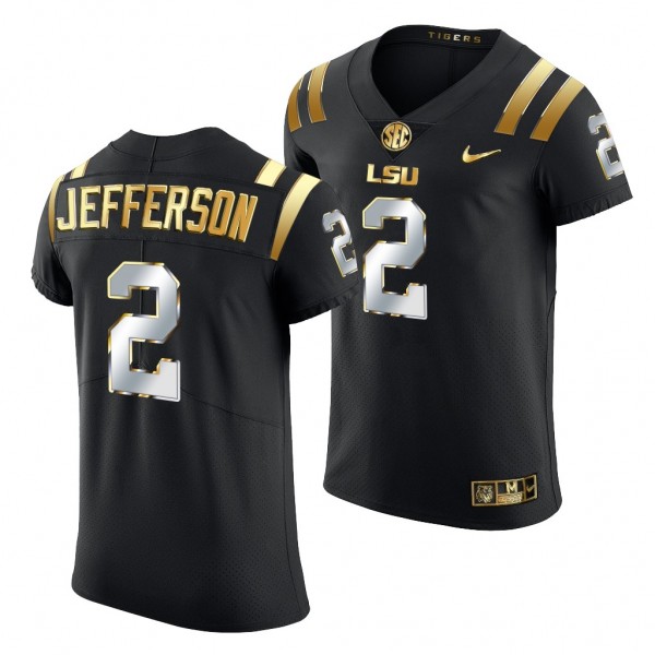 LSU Tigers Justin Jefferson #2 Black Golden Editio...