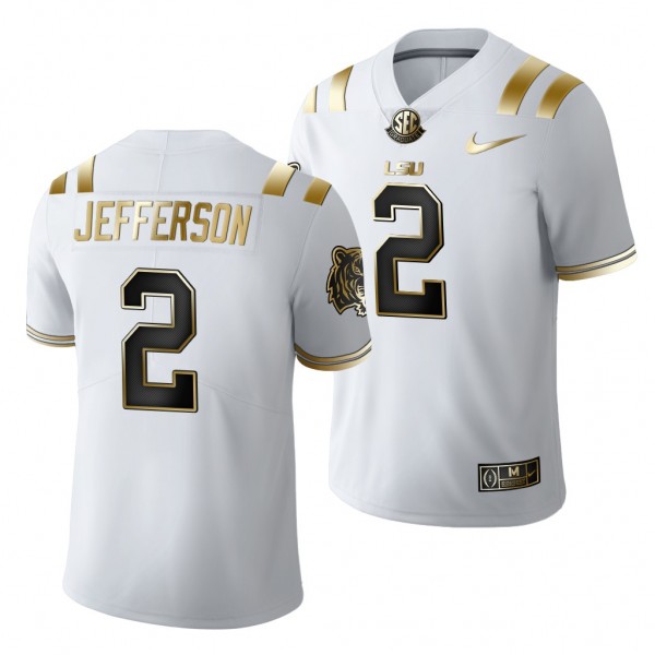 LSU Tigers Justin Jefferson #2 White Golden Edition Jersey Limited NFL
