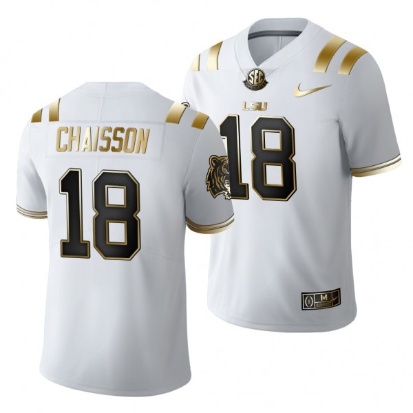 LSU Tigers K'Lavon Chaisson #18 White Golden Editi...