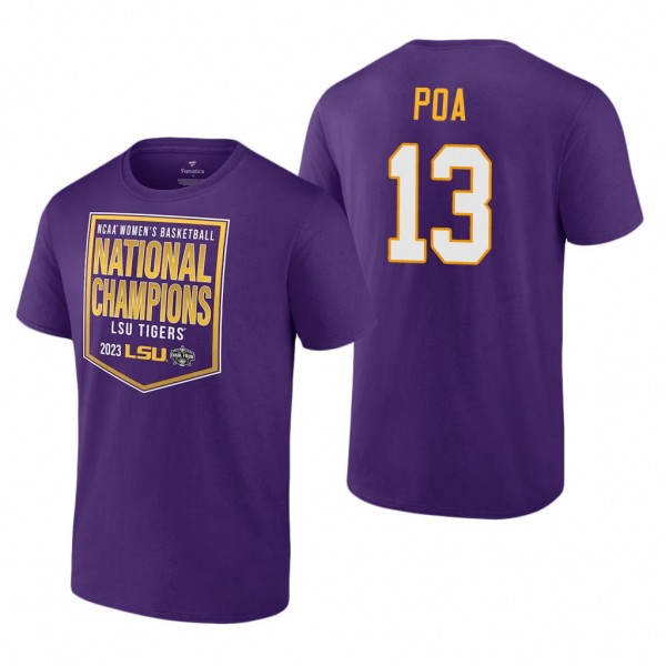 Last-Tear Poa LSU Tigers 2023 NCAA Women's Basketball National Champions T-Shirt Purple