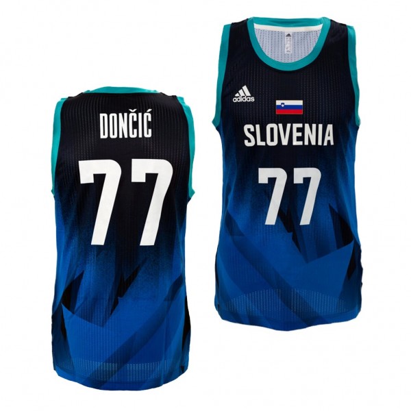 Slovenia Luka Doncic Blue 2021 Tokyo Olymipcs 48 Points past Argentina Jersey