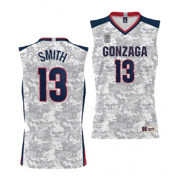 Gonzaga Bulldogs 2022 Carrier Classic Malachi Smith #13 White Armed Forces Day Jersey