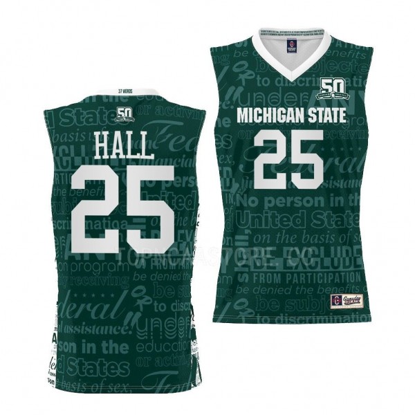 Michigan State Spartans Malik Hall Green #25 Jerse...