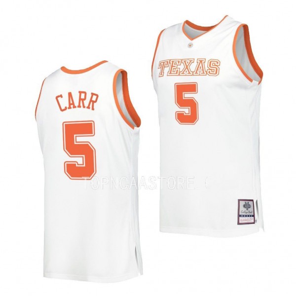 Texas Longhorns Marcus Carr White #5 Throwback Jer...