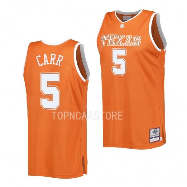 Marcus Carr Texas Longhorns #5 Orange Throwback Basketball Jersey Authentic