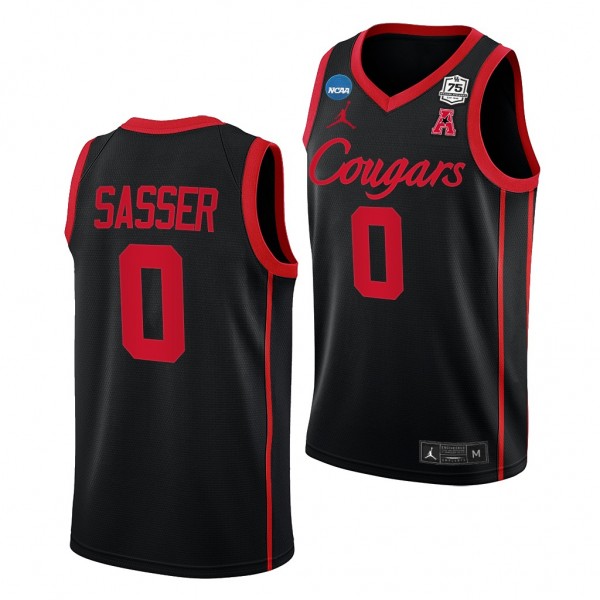 Marcus Sasser Houston Cougars 2022 NCAA March Madness 75th Basketball Jersey - Black