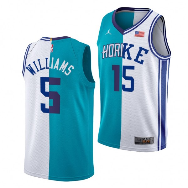 2022 NBA Draft Mark Williams #5 Hornets x Duke Teal White Split Edition Jersey