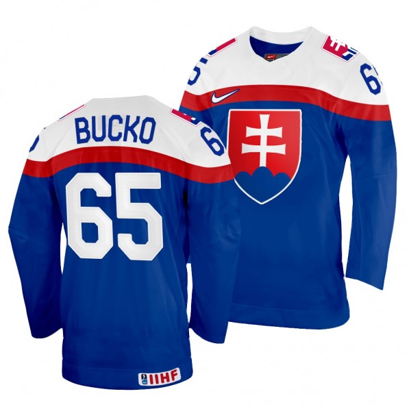 Slovakia Hockey Martin Bucko #65 Blue Away Jersey ...