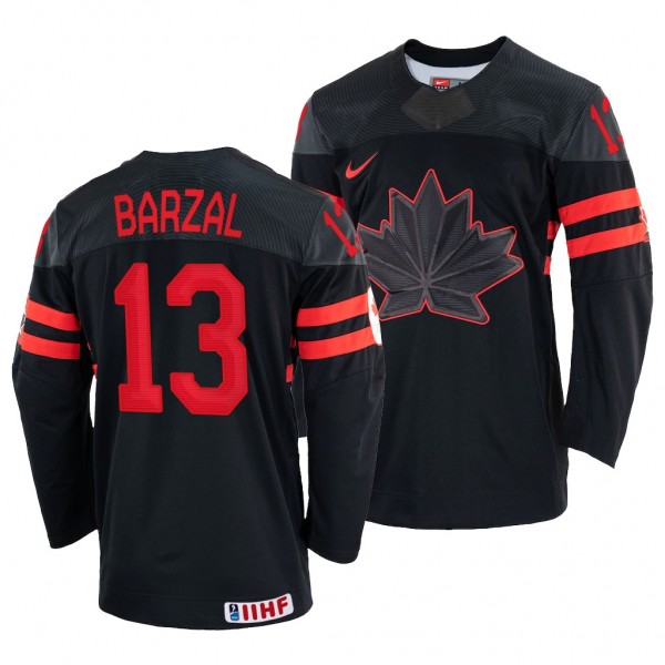 Canada Hockey Mathew Barzal #13 Black Replica Jers...