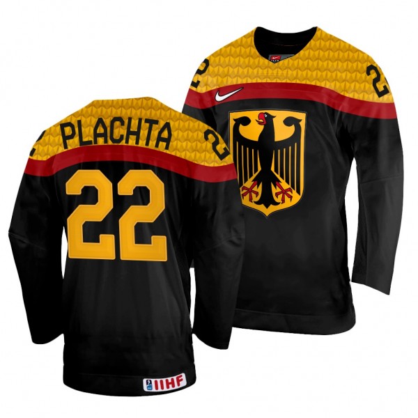 Germany Hockey Matthias Plachta #22 Black Away Jer...