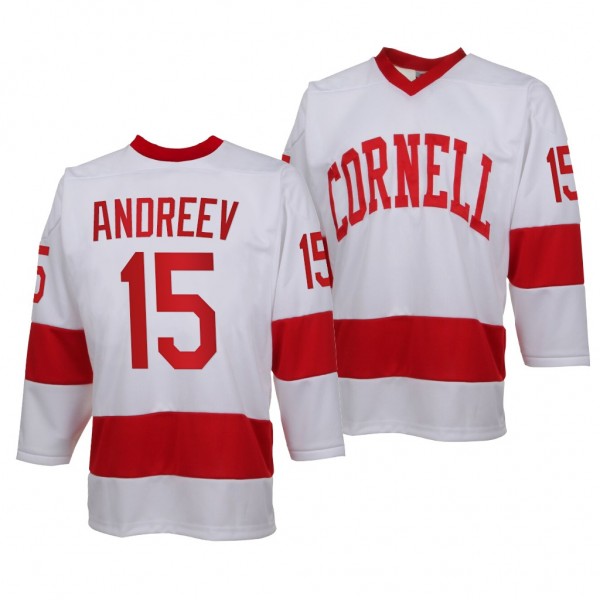 Max Andreev Cornell Big Red White Replica NCAA College Hockey Jersey