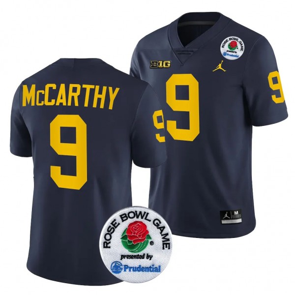 Michigan Wolverines J.J. McCarthy 2024 Rose Bowl #9 Navy College Football Playoff Jersey Men's