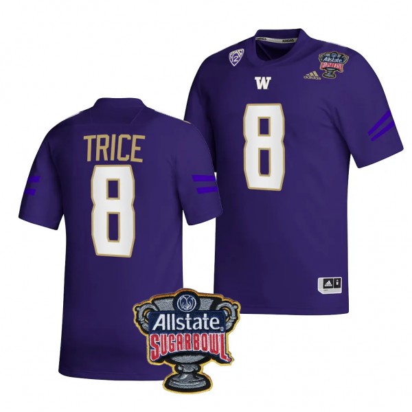 Bralen Trice 2024 Sugar Bowl Washington Huskies #8 Jersey Purple Men's College Football Playoff Shirt
