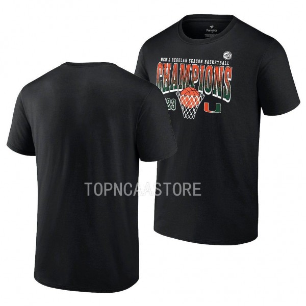 Miami Hurricanes Black 2023 ACC Regular Season Champs Mens Basketball Men T-Shirt