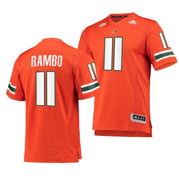 Miami Hurricanes Charleston Rambo 11 Orange 2021-22 College Football Premier Jersey Men