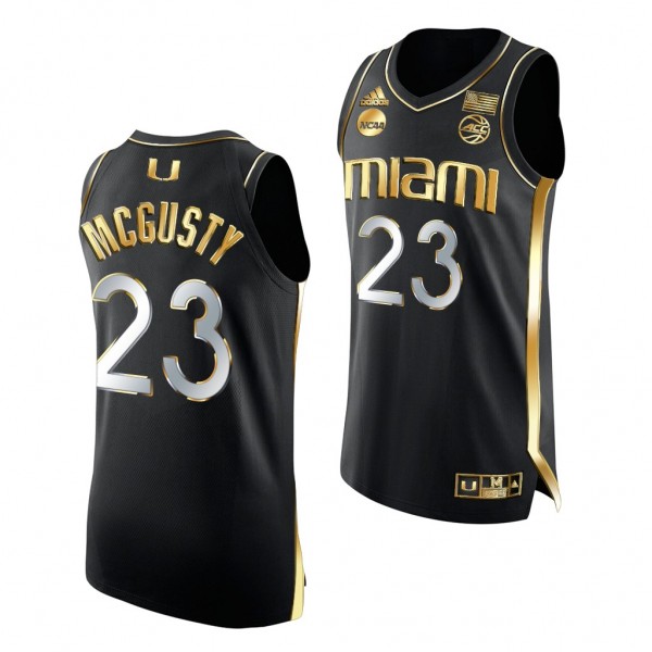 Kameron McGusty 2022 NCAA March Madness Miami Hurricanes Black Golden Edition Jersey