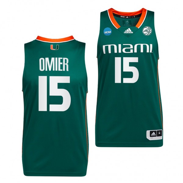 Miami Hurricanes Norchad Omier 2023 NCAA March Madness Men's Basketball Green Jersey