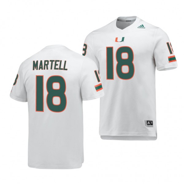 Miami Hurricanes 18 Tate Martell White Replica AEROREADY Jersey Men's