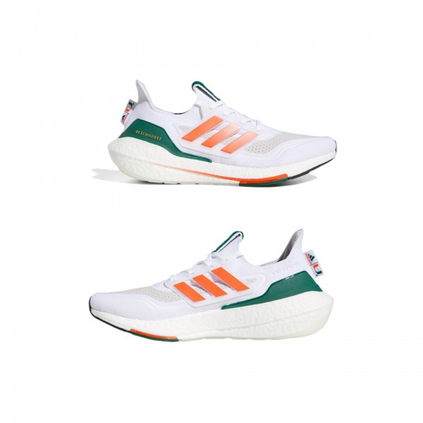 Miami Hurricanes adidas Ultraboost 21 Running Shoes White Orange