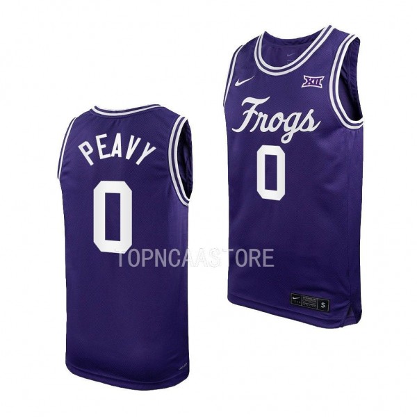 TCU Horned Frogs Micah Peavy Purple #0 Replica Jersey NCAA Basketball