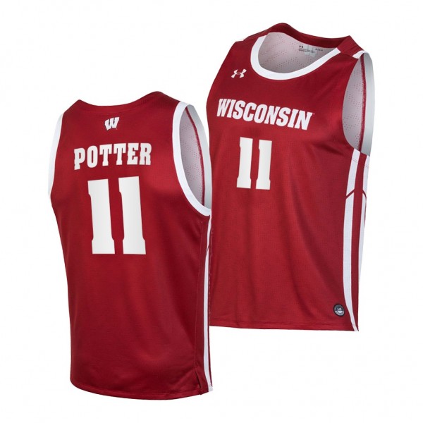 Wisconsin Badgers Micah Potter Red 2020-21 Replica...