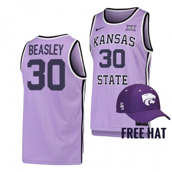 Michael Beasley Kansas State Wildcats Retro Purple Alumni Basketball Jersey Free Hat