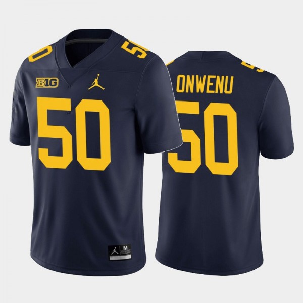 Michigan Wolverines Michael Onwenu Navy Home Game Jersey College Football