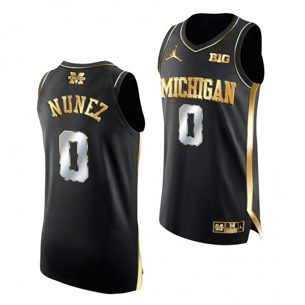 Adrien Nunez Michigan Wolverines 2021 March Madness Black Golden Authentic Jersey