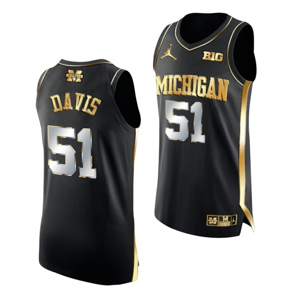 Austin Davis Michigan Wolverines 2021 March Madness Black Golden Authentic Jersey